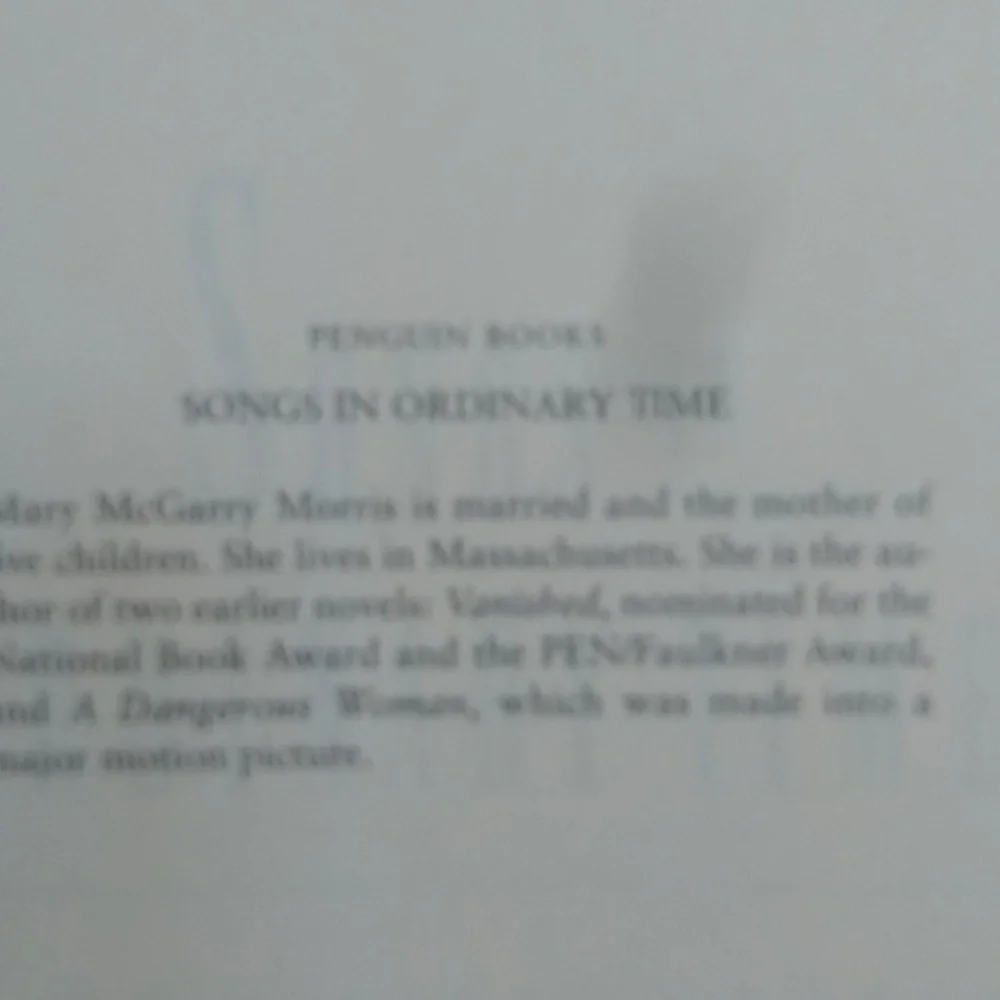 D- Songs In Ordinary Time  By Mary McGarry Morris